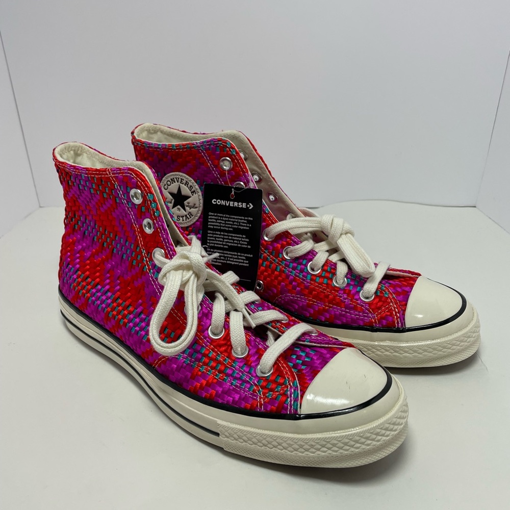 New Converse Unisex Chuck 70 Hi Culture Weave Red & Pink Sneakers Size M10/W12